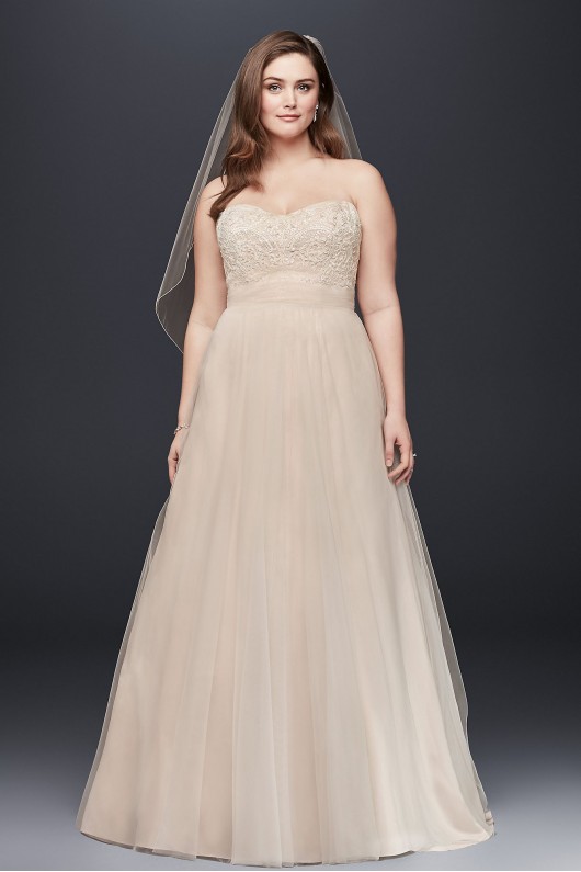 A-Line Beaded Lace Tulle Plus Size Wedding Dress  Collection 9WG3586