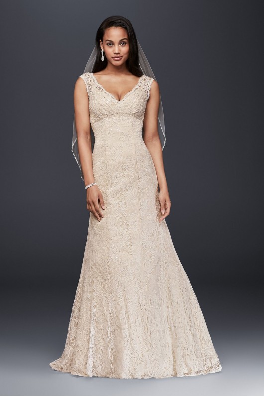 All Over Beaded Lace Trumpet Wedding Dress  Collection T9612