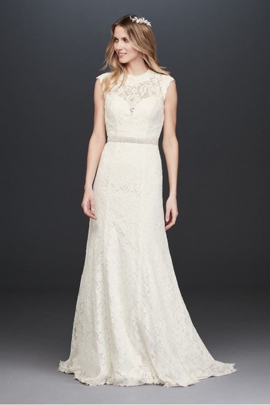 Allover Lace Cap Sleeve Sheath Wedding Dress  Collection WG3910