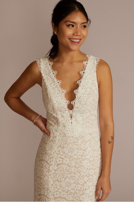 Allover Lace Tank Wedding Gown with V-Back Detail  DB Studio WG4061