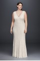 Allover Lace V-Neck Plus Size Sheath Wedding Dress DB Studio 183626DBW