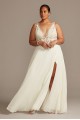 Applique Illusion Chiffon Plus Size Wedding Dress  9SWG842