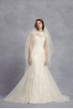 Appliqued Chantilly Lace Trumpet Wedding Dress VW351427