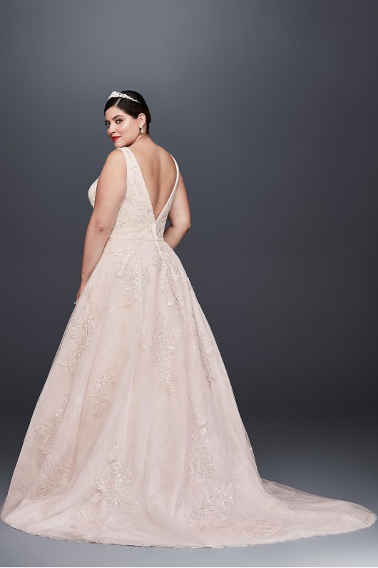 Appliqued Tulle-Over-Lace Plus Size Wedding Dress  8CWG792