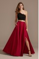 Asymmetric Lace Crop Top and Satin Split Skirt Set  WBM1795RW