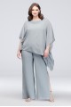 Asymmetric Top Plus Size Pantsuit Le Bos 27652