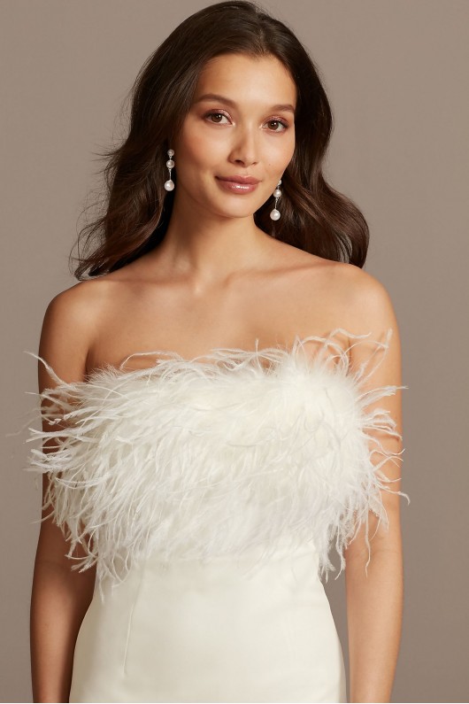 Bardot Strapless Crepe Feather Trim Mini Dress Bardot 54648DB