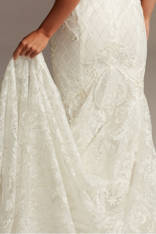 Beaded Brocade Embellished Plus Size Wedding Dress  9SWG835