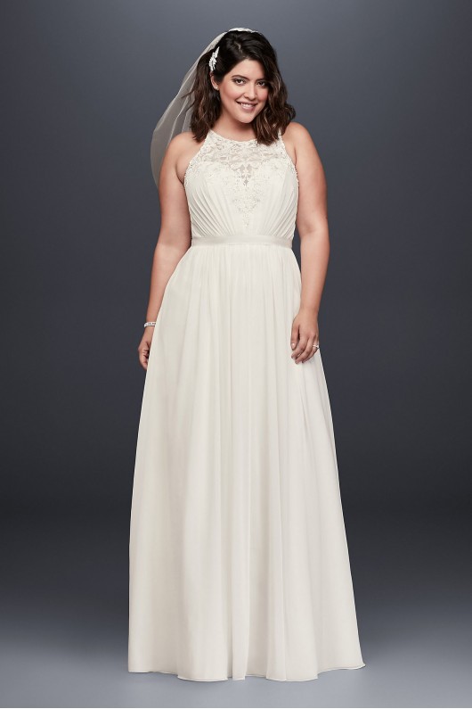 Beaded Chiffon Halter Plus Size Wedding Dress  Collection 9WG3895