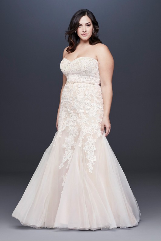 Beaded Floral Lace Mermaid Plus Size Wedding Dress  Collection 9WG3964