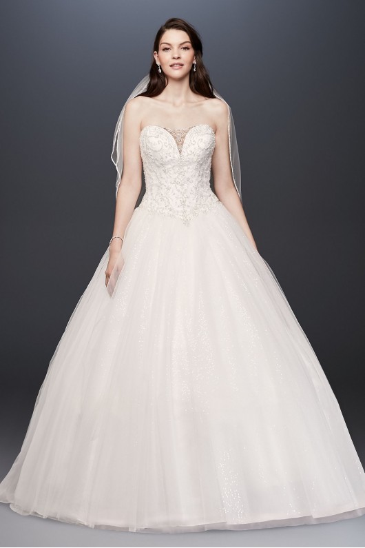 Beaded Illusion Bodice Ball Gown Wedding Dress  Collection V3849