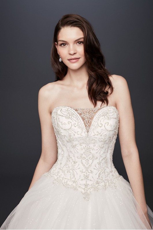 Beaded Illusion Bodice Petite Wedding Dress  Collection 7V3849