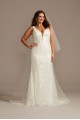 Beaded Illusion Plunge Plus Size Wedding Dress  9SWG873