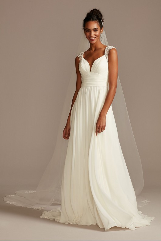 Beaded Keyhole Back Chiffon Wedding Dress  WG4003