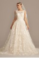 Beaded Lace Wedding Dress with Pleated Skirt  CWG780