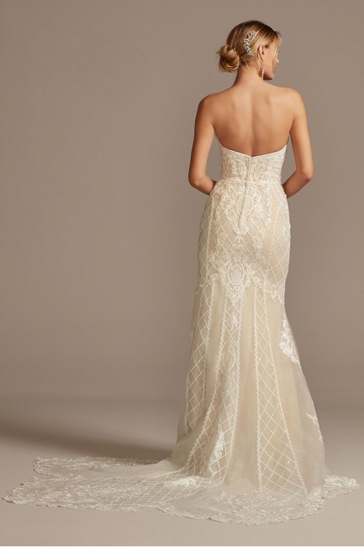 Beaded Scroll and Lace Mermaid Tall Wedding Dress  4XLCWG878