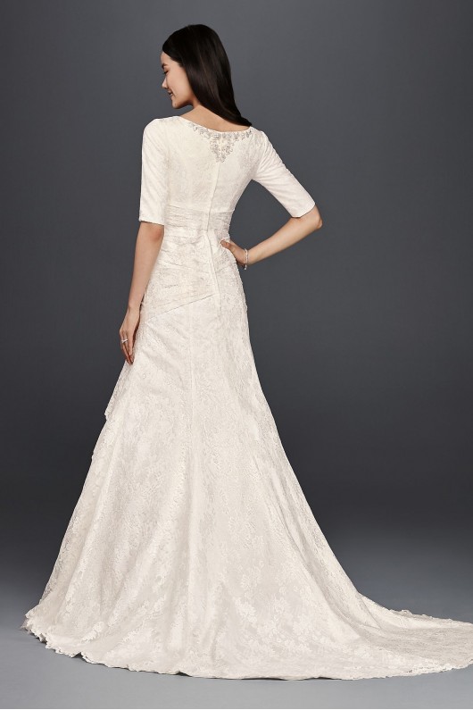 Beaded Trumpet  Wedding Dress with 3/4 Sleeves  Collection SLYP3344