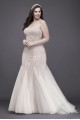 Beaded Tulle Trumpet Plus Size Wedding Dress  9SWG823