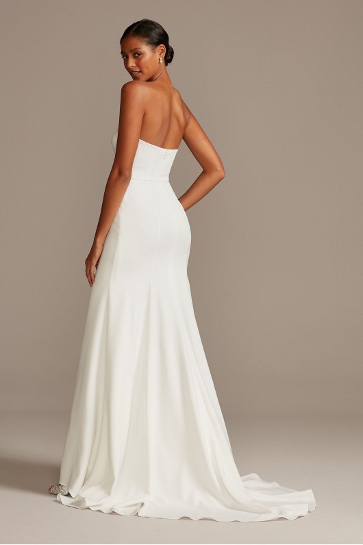 Button Front Strapless Stretch Crepe Wedding Dress  Collection WG3992