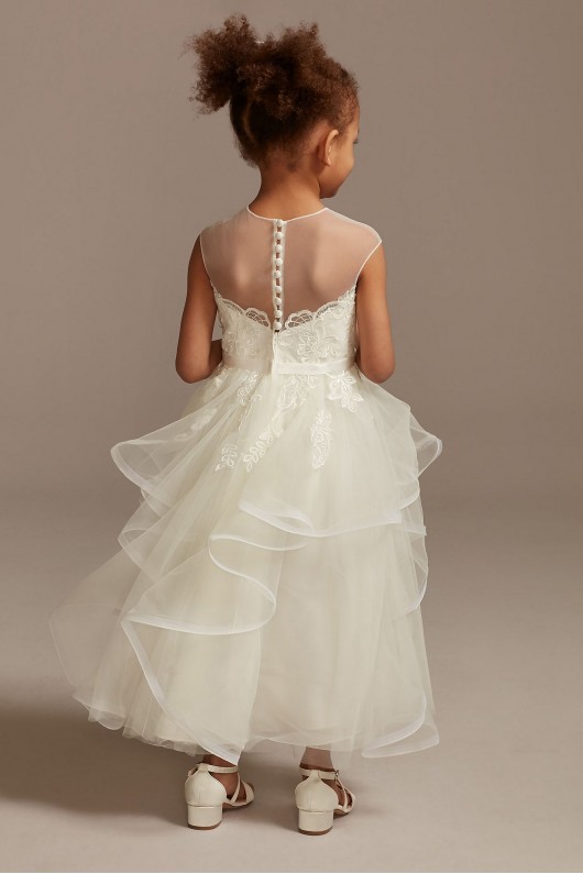 Cap Sleeve Flower Girl Dress with Horsehair Skirt  WG1416