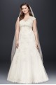 Cap Sleeve Lace Over Satin Plus Size Wedding Dress  Collection 9T3299