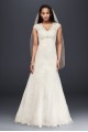 Cap Sleeve Lace Over Satin Wedding Dress  Collection T3299