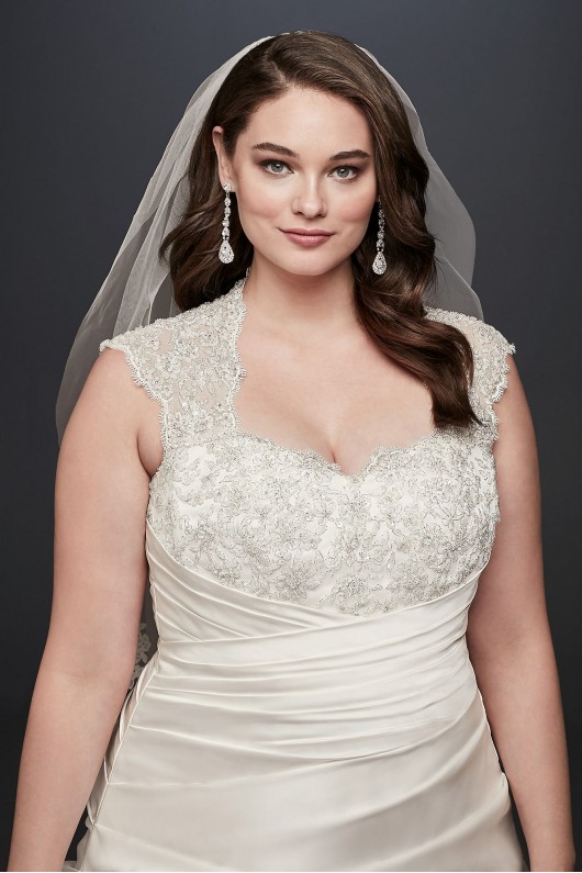 Cap Sleeve Satin A-line Plus Size Wedding Dress  Collection 9T3090