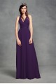 Chiffon Halter Bridesmaid Dress with Tulle Bow VW360418