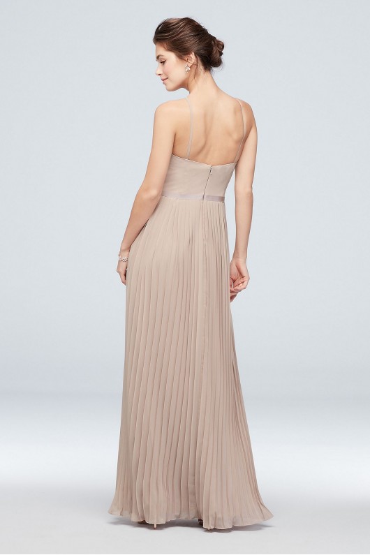 Chiffon High-Neck Pleated Skirt Bridesmaid Dress  F19971