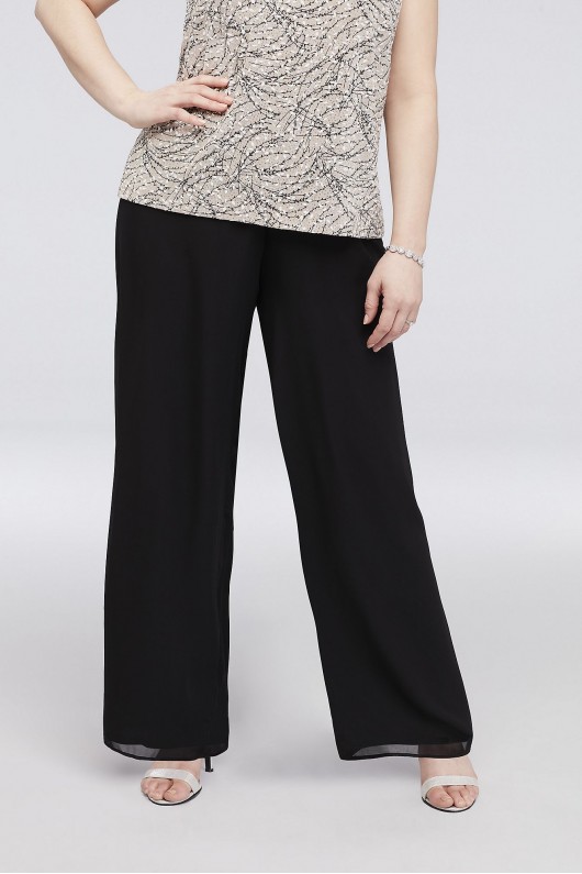 Chiffon Straight-Leg Plus Size Pants Alex Evenings 46025