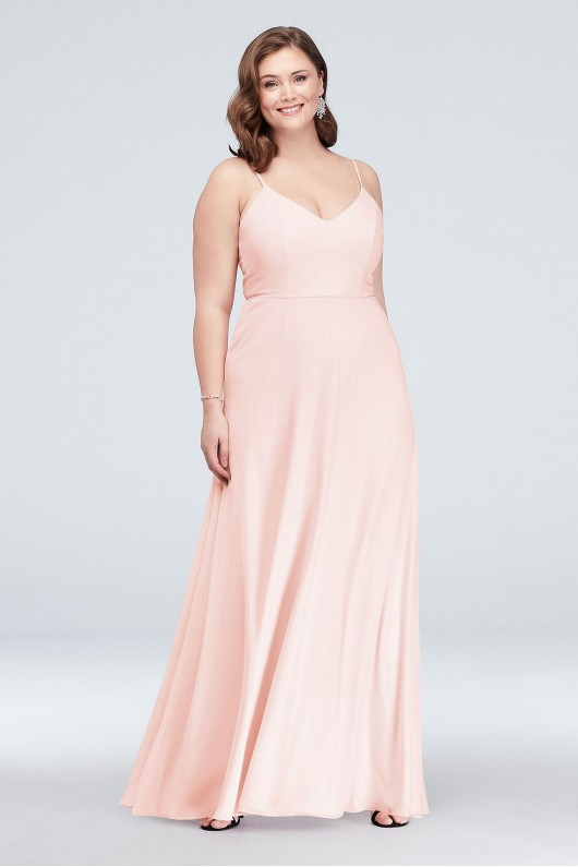 Chiffon V-Neck Spaghetti Strap Bridesmaid Dress  F19935