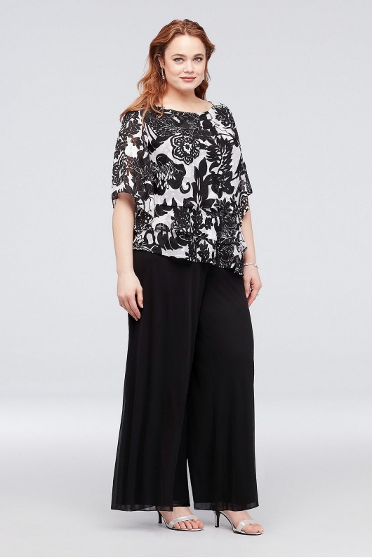 Chiffon Wide-Leg Pants with Waist Tie Alex Evenings 532071