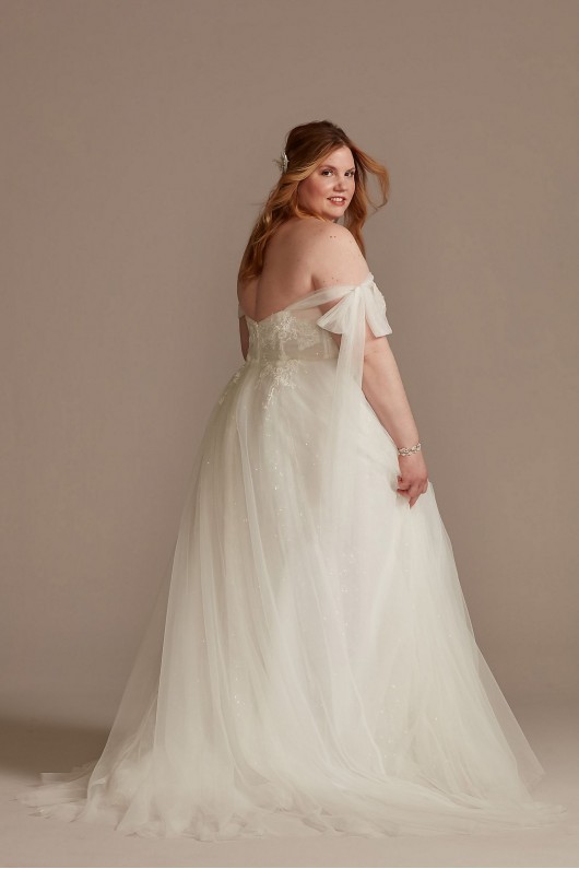 Convertible Straps Draped Plus Size Wedding Dress Melissa Sweet 8LSMS251246