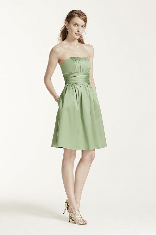 Cotton Sateen Short Strapless Ruched Dress  83312