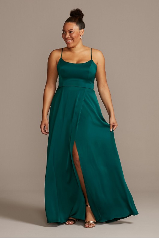 Crepe-Back Satin Spaghetti Strap Bridesmaid Dress  F20095