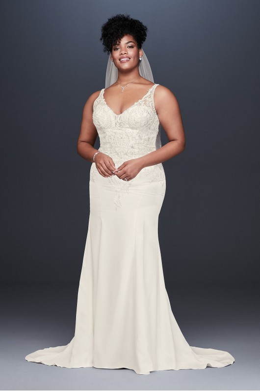 Crepe Embroidered Plus Size Mermaid Wedding Dress  Collection 9WG3875