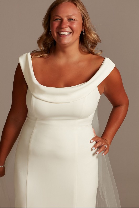 Crepe Off-the-Shoulder Plus Size Mermaid Dress  9WG4013