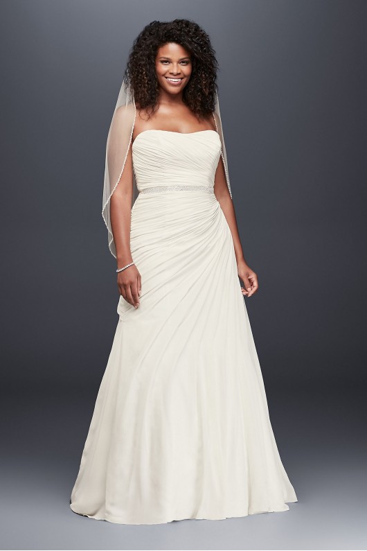 Crinkle Chiffon Draped Plus Size Wedding Dress  Collection 9V3540