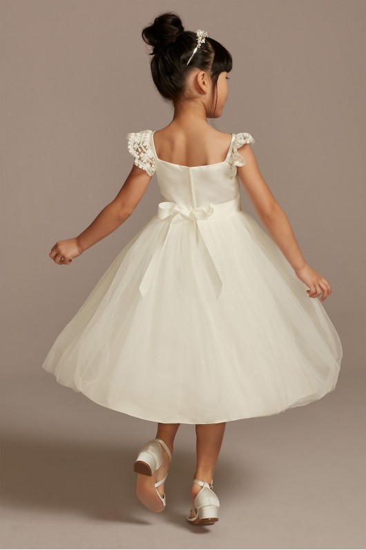 Crochet Cap Sleeve Ruffle Flower Girl Dress  OP265