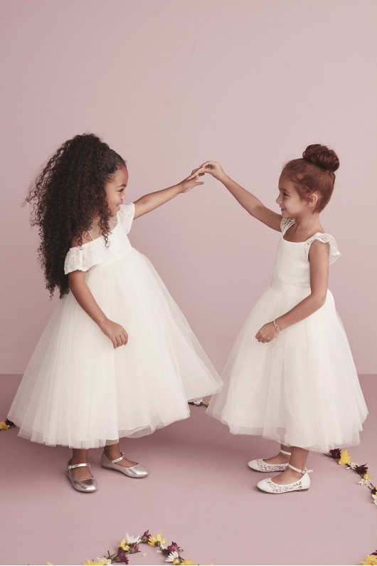 Crochet Cap Sleeve Ruffle Flower Girl Dress  OP265