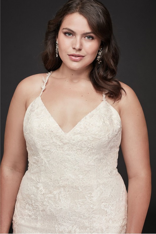 Cross-Back Chantilly Lace Plus Size Wedding Dress Melissa Sweet 8MS251198