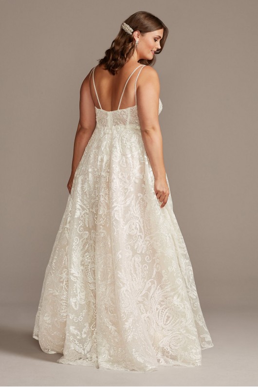 Crystal Bead Double Strap Plus Size Wedding Dress  9SWG840