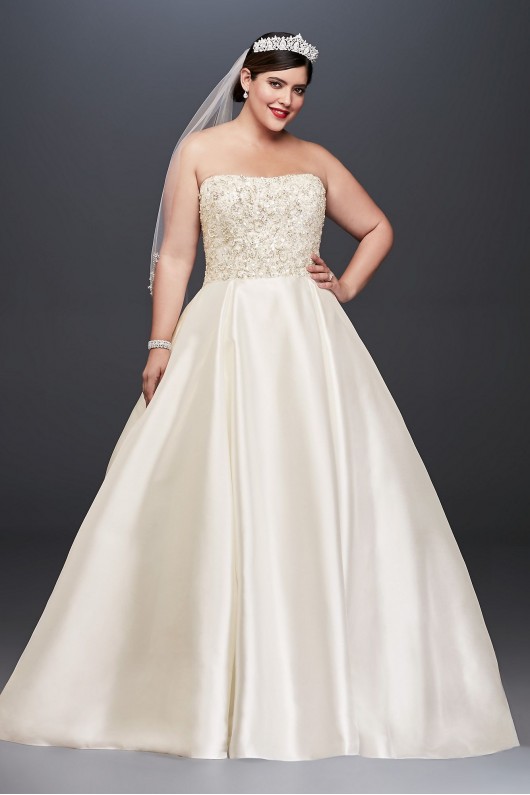 Crystal Encrusted Mikado Plus Size Wedding Dress  8CWG791