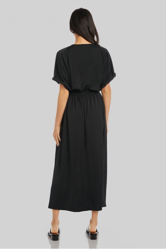 Cuffed Short Sleeve Surplice Dress with Tie Karen Kane L48566