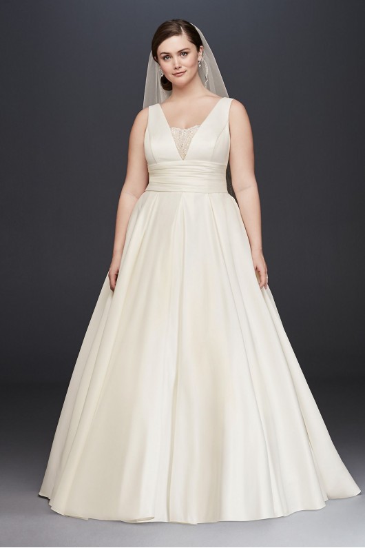 Cummerbund Satin Plus Size Wedding Dress  Collection 4XL9V3848