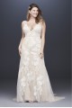 Deep V Plus Size Wedding Gown with Floral Applique Melissa Sweet 8MS251200