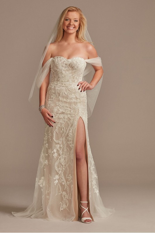 Detachable Sleeves and Train Tall Wedding Dress  4XLLSSWG881