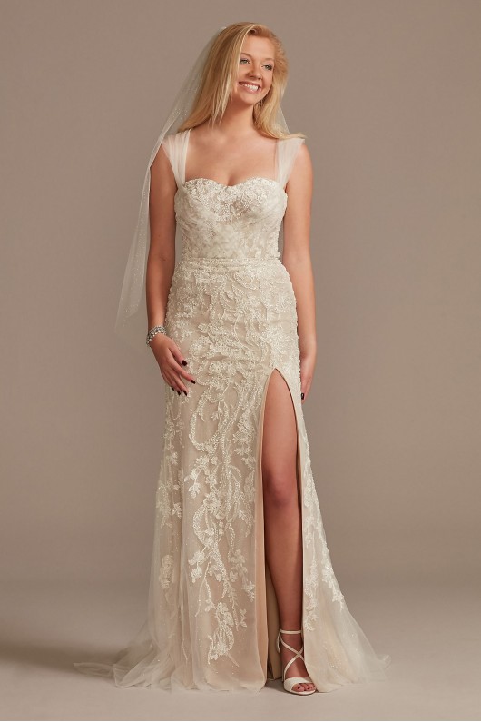 Detachable Sleeves and Train Tall Wedding Dress  4XLLSSWG881