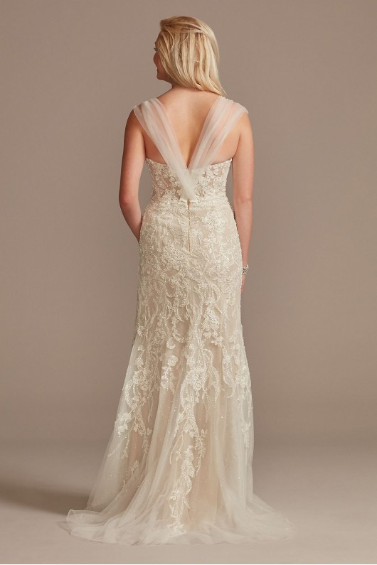 Detachable Sleeves and Train Tall Wedding Dress  4XLLSSWG881