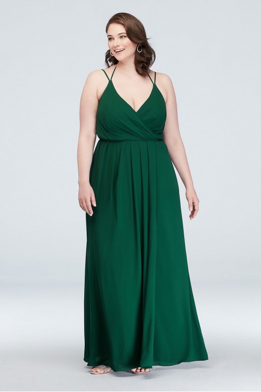 Double-Strap Long Georgette Bridesmaid Wrap Dress  F19755